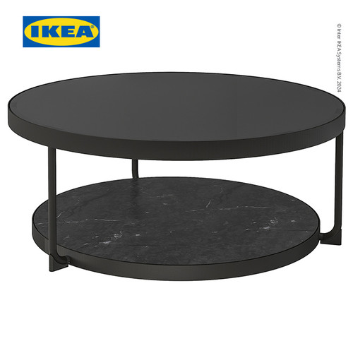 IKEA FROTORP Meja Tamu Bulat Kaca Minimalis Hitam 88cm