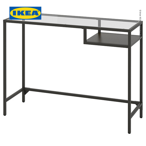 IKEA VITTSJO Meja Kerja / Meja Laptop Kaca Hitam Serbaguna 100x36 cm