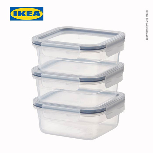 IKEA 365+ Tempat Makanan 750mL Dengan Tutup Persegi Set Isi 3pcs