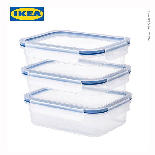 IKEA 365+ Tempat Makanan 1L Dengan Tutup Plastik Set Isi 3pcs