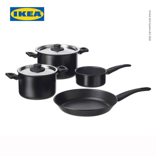 IKEA HEMLAGAD Perlatan Memasak Panci dan Wajan Set Isi 6pcs