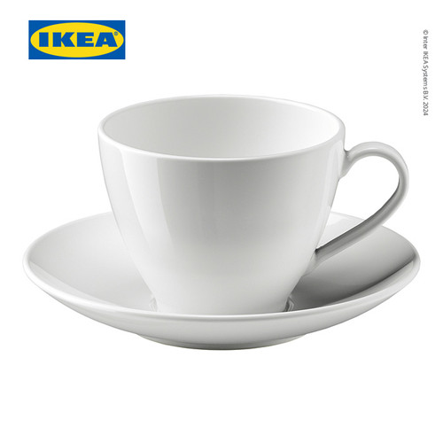 IKEA VARDERA Cangkir Kopi dan Tatakan Putih 36cl