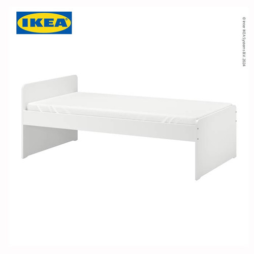 IKEA SLAKT Rangka Tempat Tidur Anak Dengan Dasar Kayu Berpalang Putih