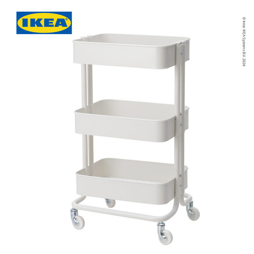 IKEA RASKOG Troli Dapur dengan 3 Rak Putih Serbaguna 35x45x78 cm