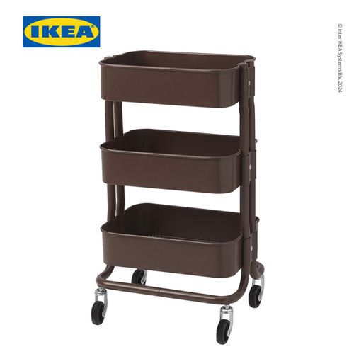 IKEA RASHULT Troli Dapur dengan 3 Rak Serbaguna 28x38x65 cm