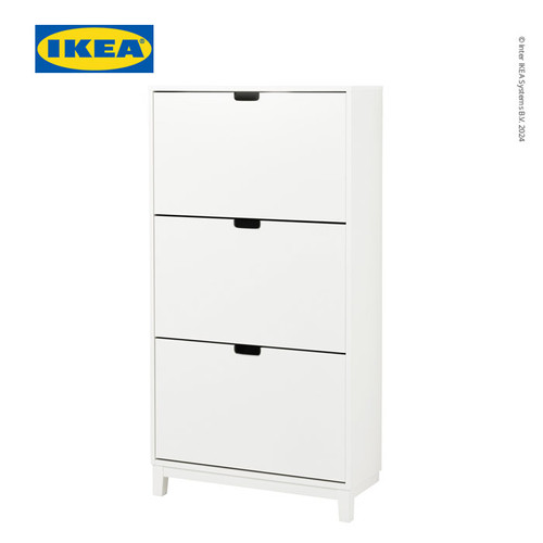 IKEA STALL Rak Kabinet Sepatu Dengan 3 Kompartmen Putih 79x29x148 cm