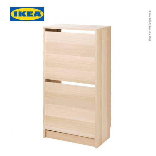 IKEA BISSA Rak Kabinet Sepatu Dengan 2 Kompartmen Kayu 49x28x93 cm