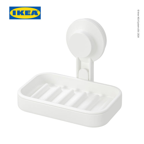 IKEA TISKEN Tempat Sabun Tempel Dengan Plastik Isap Putih