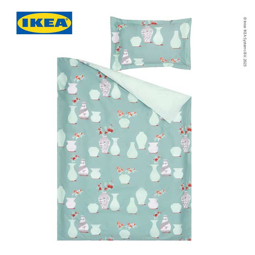 IKEA FOSSTA Sarung Duvet 150x200 dan Sarung Bantal 50x80 Hijau