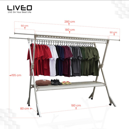 Jemuran Lipat Lantai Baju Liveo LV-798L / Liveo Double Pole Telescopic