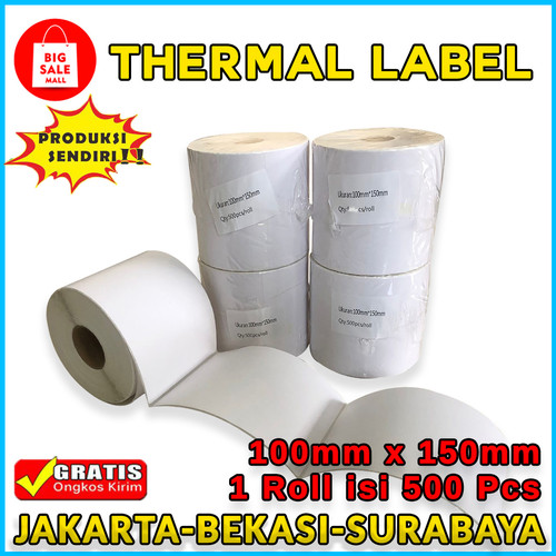 Kertas Thermal 100x150 isi 250 & 500 lembar, Label Thermal