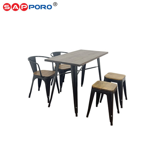 SAPPORO TAAVETTI - Meja Makan Set | Meja Tolix Set | Dining Table Set