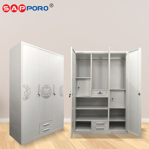 SAPPORO LATINA - Lemari Pakaian 3 pintu | Steel Wardrobe 3 Doors