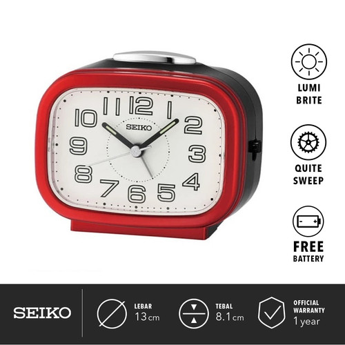 Jam Weker Beker Seiko QHK060R 11.2 Merah Original