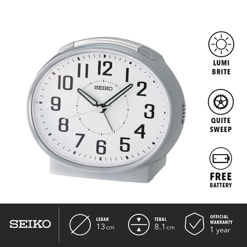 Jam Weker Beker Seiko QHK059S Detik Senyap White Dial Original