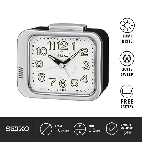 Jam Weker Beker Seiko QHK028S Detik Senyap White Dial Original