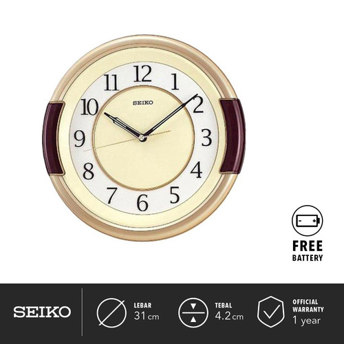 Jam Dinding Seiko QXA272G 30.8cm Gold White Dial Original