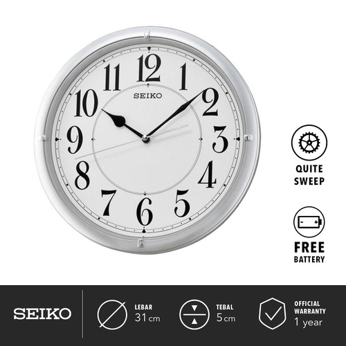 Jam Dinding Seiko QXA637S 31cm Detik Senyap Quartz Ori