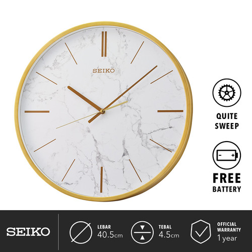 Jam Dinding Seiko Clock QXA760G 40.5cm Detik Senyap Aluminium case Ori