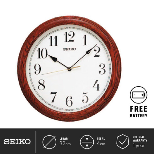 Jam Dinding Kayu Seiko Clock Analog QXA153B 32cm Quartz Ori