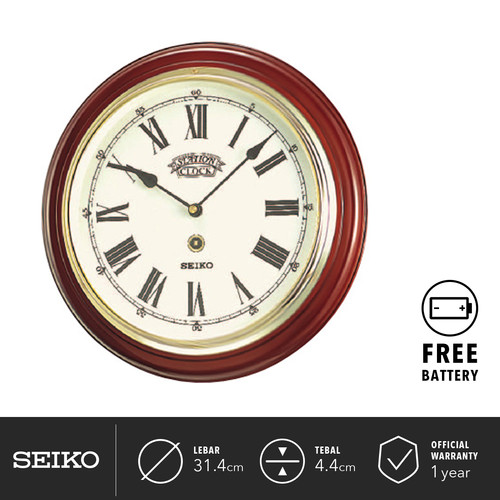 Jam Dinding Kayu Seiko Clock Analog QXA143B 31.4cm Quartz Ori