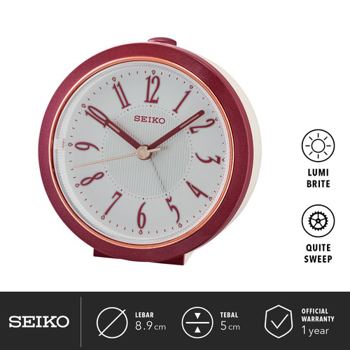 Jam Weker Beker Seiko QHE180R Detik Senyap Glow in the dark Original