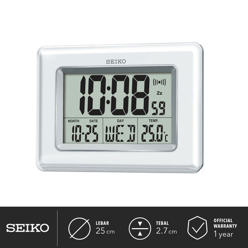 Jam Weker Beker Seiko Digital QHL058W All Feature Folding Stand ORI