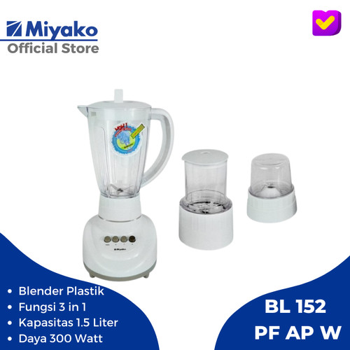 Miyako BL 152 PF AP W Blender Plastik 3 in 1 1.5 Liter Putih