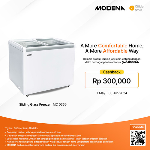 MODENA Chest Freezer - MC 0356 (Kapasitas 336 Liter)