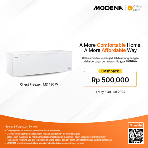 MODENA Chest Freezer - MD 130 W (Kapasitas 1300 Liter)