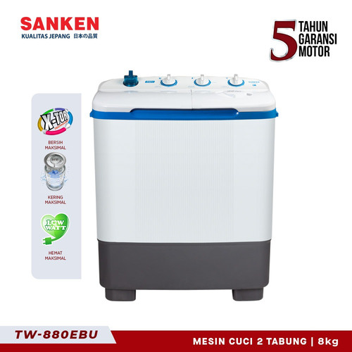 Sanken Mesin Cuci Twin Tub TW-880EBU 8kg Mesin Cuci 2 Dua Tabung