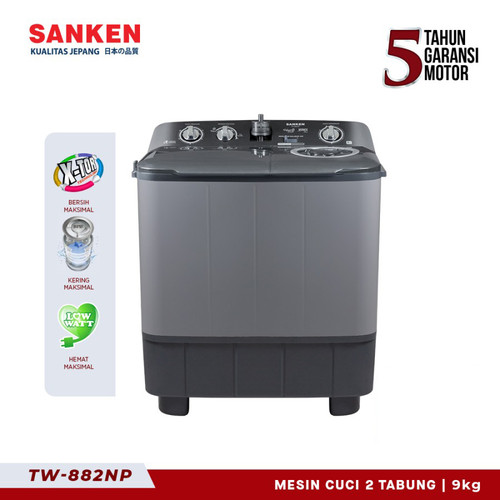 Sanken Mesin Cuci Twin Tub TW-882NP 9kg Mesin Cuci 2 Dua Tabung