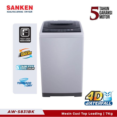 Sanken Mesin Cuci Top Loading 7 Kg AW-S831BK