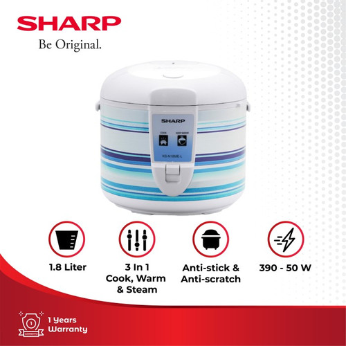 Sharp Cookwear KS-N18ME-L Rice Cooker White 1.8 Liter 390 Watt