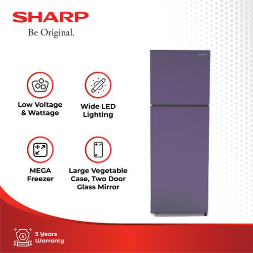 Sharp Kulkas 2 Pintu SJ-326XG-CP Shine Glass Chameleon Purple 256L