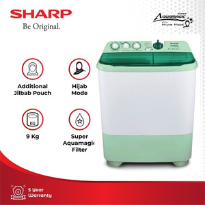 Sharp Mesin Cuci 2 Tabung ES-T1070SJ-GR Green 9Kg