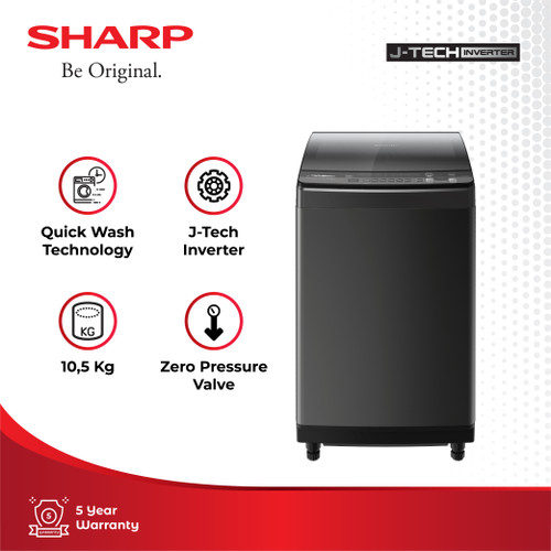 Sharp Mesin Cuci 1 Tabung ES-M1050XT-SA Titan Silver 10.5Kg