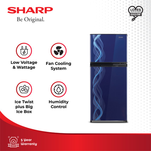 Sharp Kulkas 2 Pintu SJ-197ND-VB2 Kirei Blue Helix 172L