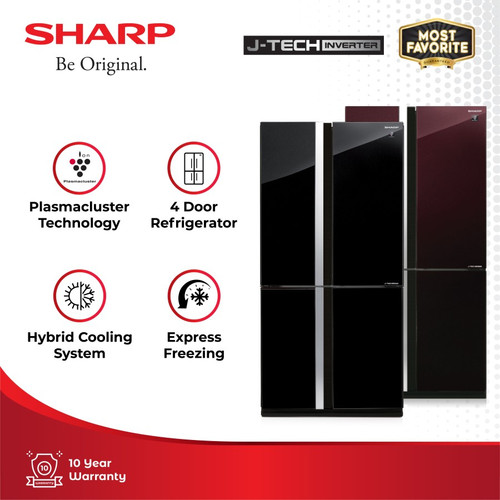 Sharp Kulkas 4 Pintu SJ-IF85PG-GR J-Tech Inv Queen Geo Red 590L