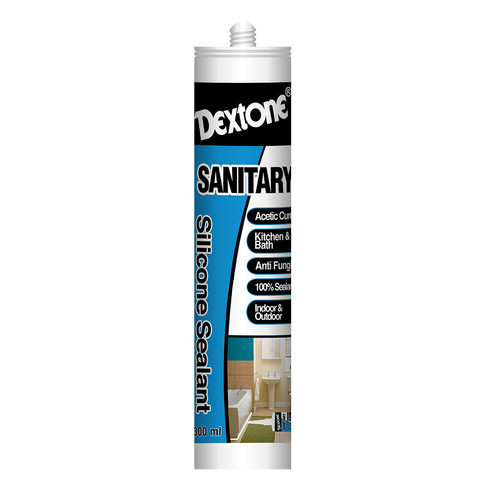 Lem Kaca Silicone Sealant Tabung Sanitary Dextone - clear 300ml