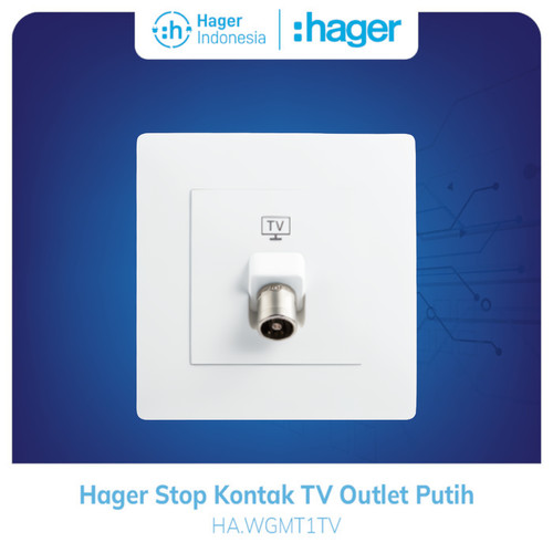 Hager Stop Kontak TV Outlet Soket TV Putih  - WGMT1TV