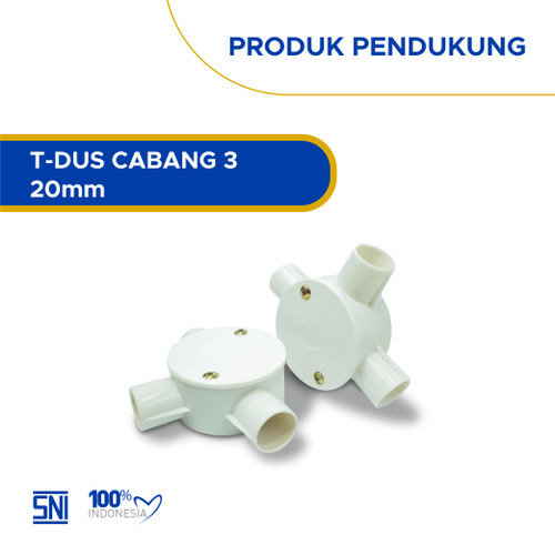 Tdus Cabang 3 Putih 20mm - T Dos Kabel Listrik