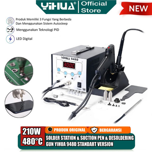 Yihua 948D Desoldering Pump Gun 3 IN 1 Soldering Station Standard ORI