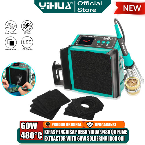 Yihua 948D QII Kipas Penghisap Asap Debu Fume Extractor Solder 60W ORI