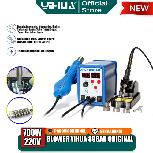 Yihua 898AD Blower Soler Uap Station Digital 2 IN 1 Hot Air Soldering