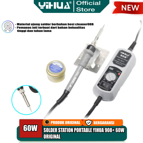 Yihua 908+ Solder Station Protable 60W Soldering + Pembersih Solder OR