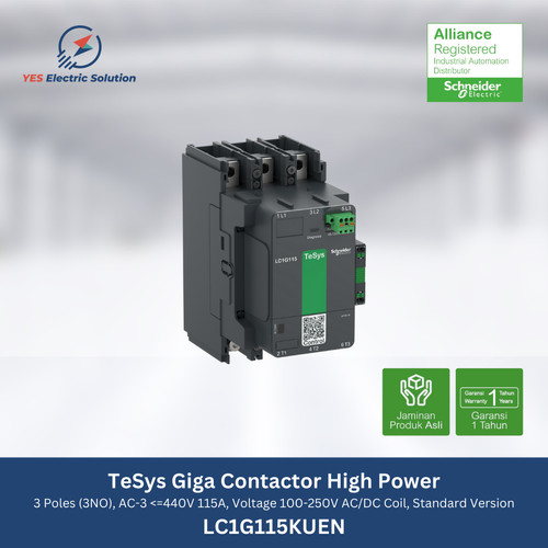 Schneider Contactor TeSys Giga 115 3P 100...250V AC/DC LC1G115KUEN