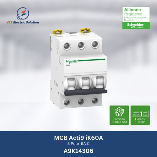 Schneider Electric MCB Acti9 ik60a 3 Pole 6A 4,5KA - A9K14306