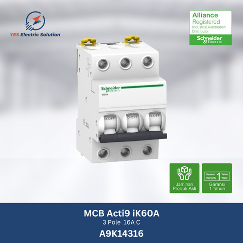 Schneider Electric MCB Acti9 ik60a 3 Pole 6A 4,5KA - A9K14316