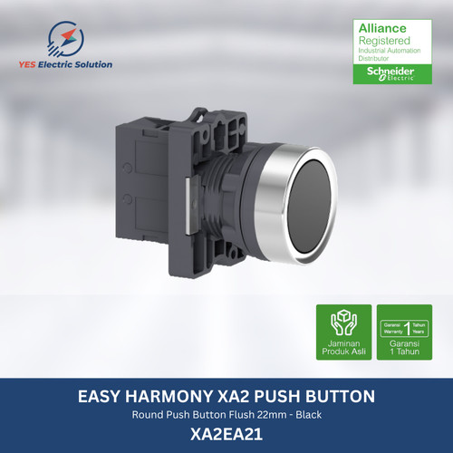 Schneider Electric Push Button Flush 22mm 1NO Hitam - XA2EA21